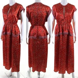 Lela Rose Dress Floral Peplum Maxi Dress New in Red small